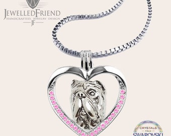 Neapolitan mastiff jewelry necklace pendant with swarovski crystal-Sterling Silver-Personalized Pet Necklace-Dog lover gift-Pet Memorial