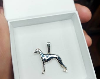 Greyhound jewelry pendant-Sterling Silver-Personalized Pet Necklace-Dog lover gift