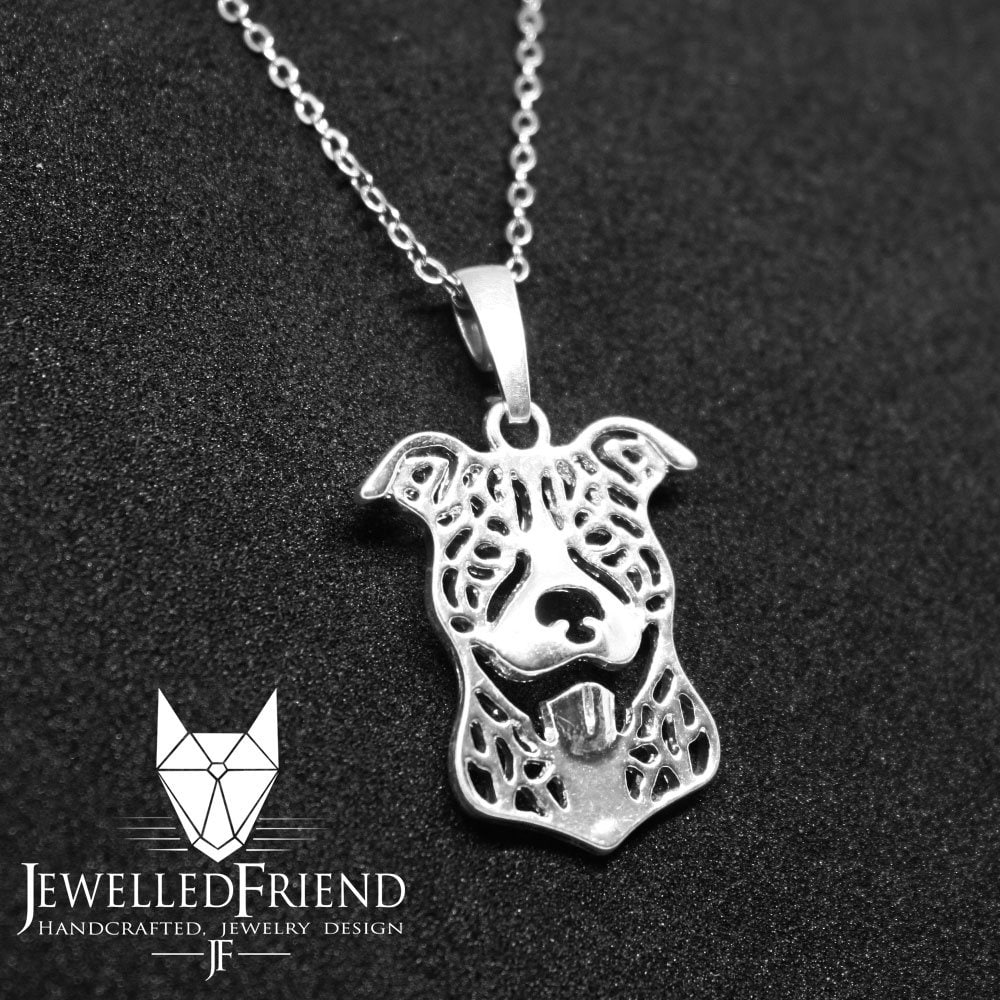 American staffordshire terrier jewelry pendant - sterling silver ...