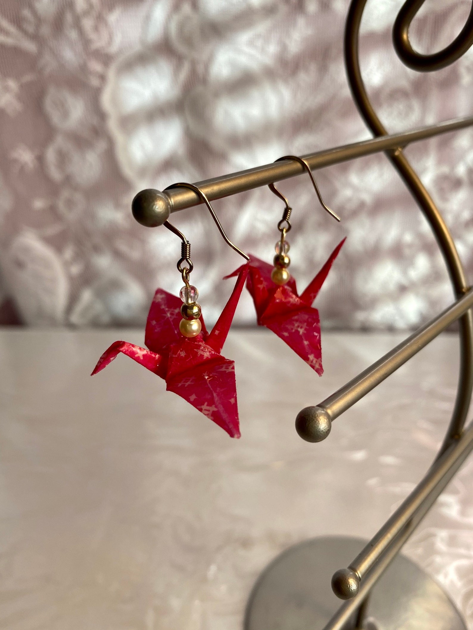 Handmade Origami Crane Earrings Etsy