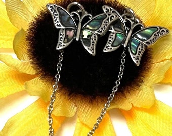 Pendientes de enhebrador de mariposa, ganancias de mariposa, pendientes de enhebrador de plata, mariposa de abulón, pendientes de primavera verano, regalo de joyería para mamá