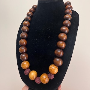 Rudraksha Wood Beaded Necklace: Unisex Yoga Meditation Jewelry