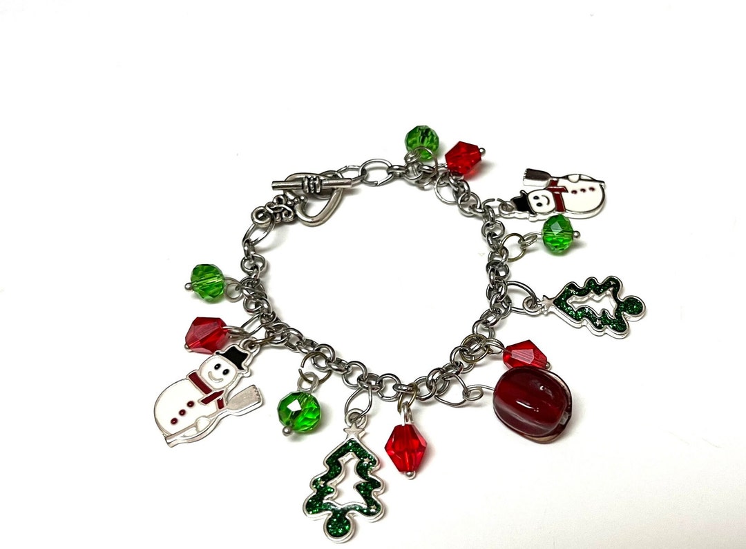Christmas Charm Bracelet, Holiday Bracelet, Christmas Jewelry, Gift for