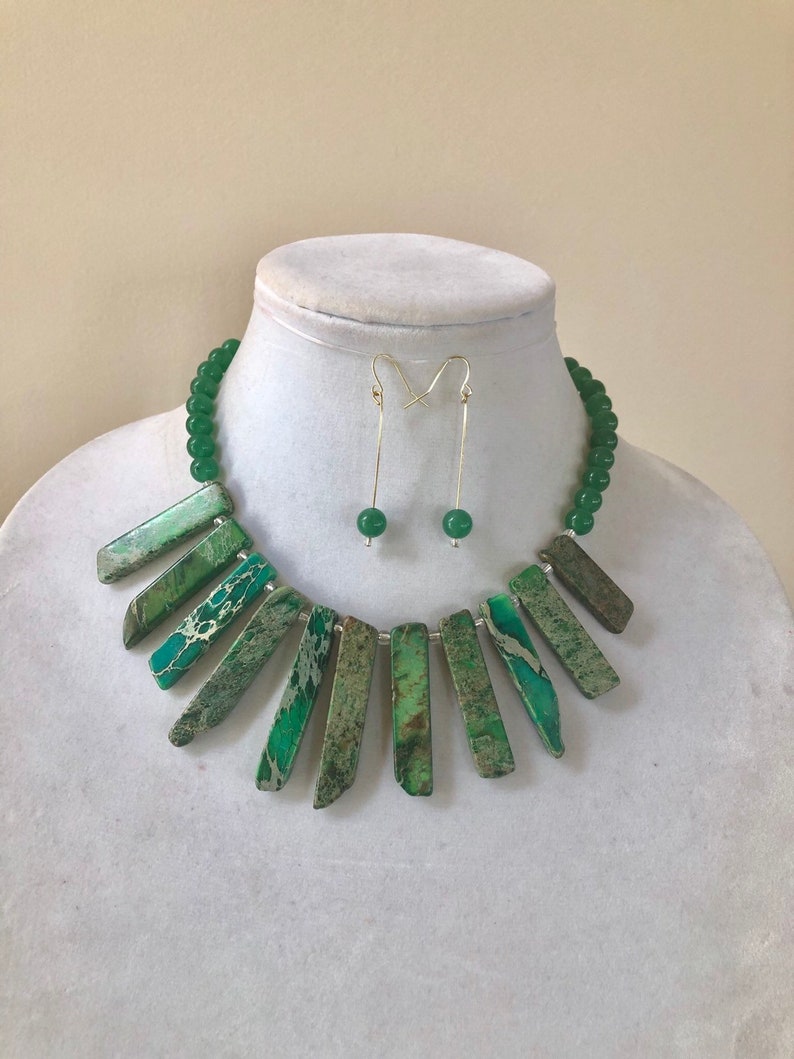 Green Aventurine Necklace Green Chunky Necklace Green Women Necklace,Holiday Gift For Her Beaded Necklace Green Imperial Jasper Necklace