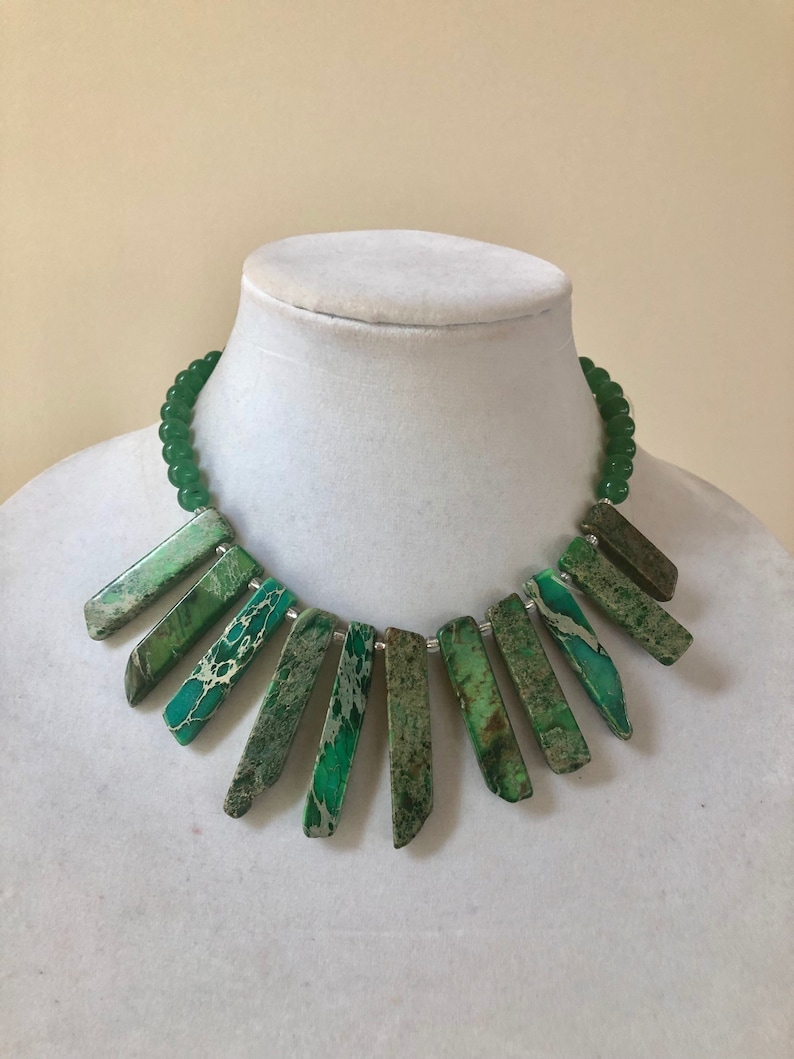 Green Aventurine Necklace Green Chunky Necklace Green Women Necklace,Holiday Gift For Her Beaded Necklace Green Imperial Jasper Necklace
