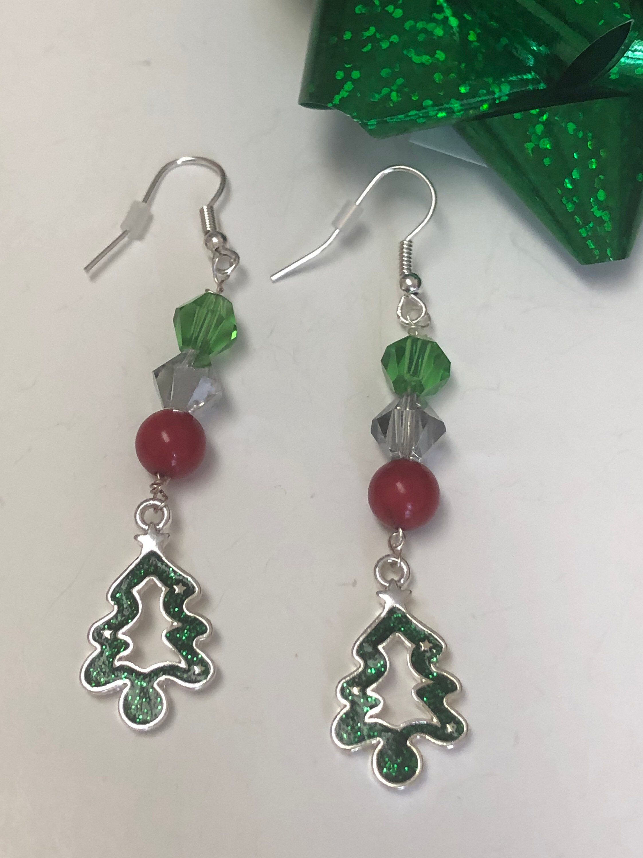Christmas Dangle Earrings Christmas Tree Earrings Long | Etsy