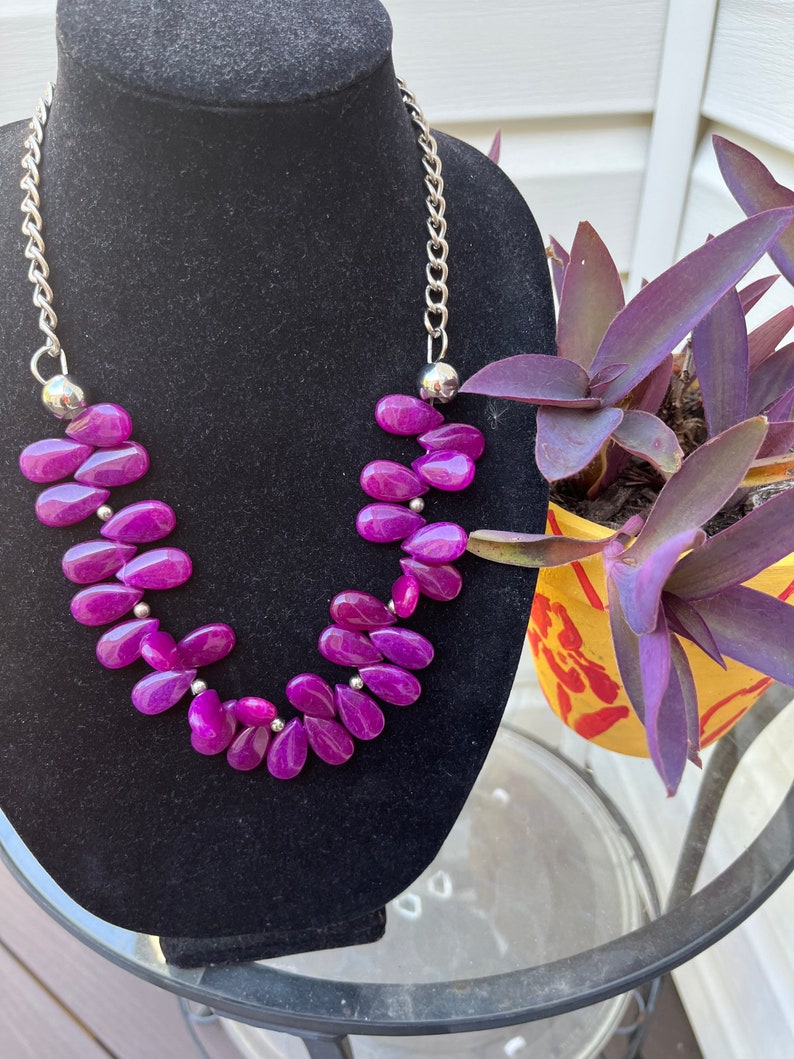 Purple Jade Necklace Purple Silver Necklace Jade Briollet Etsy