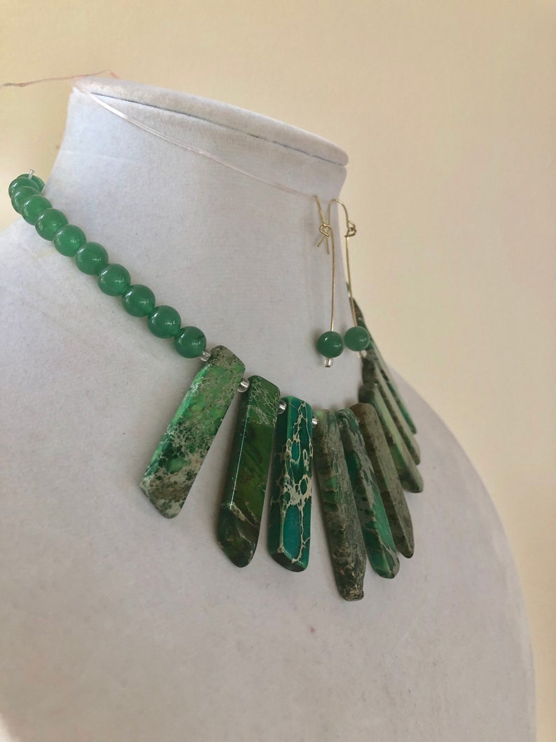 Green Aventurine Necklace Green Chunky Necklace Green Women Necklace,Holiday Gift For Her Beaded Necklace Green Imperial Jasper Necklace