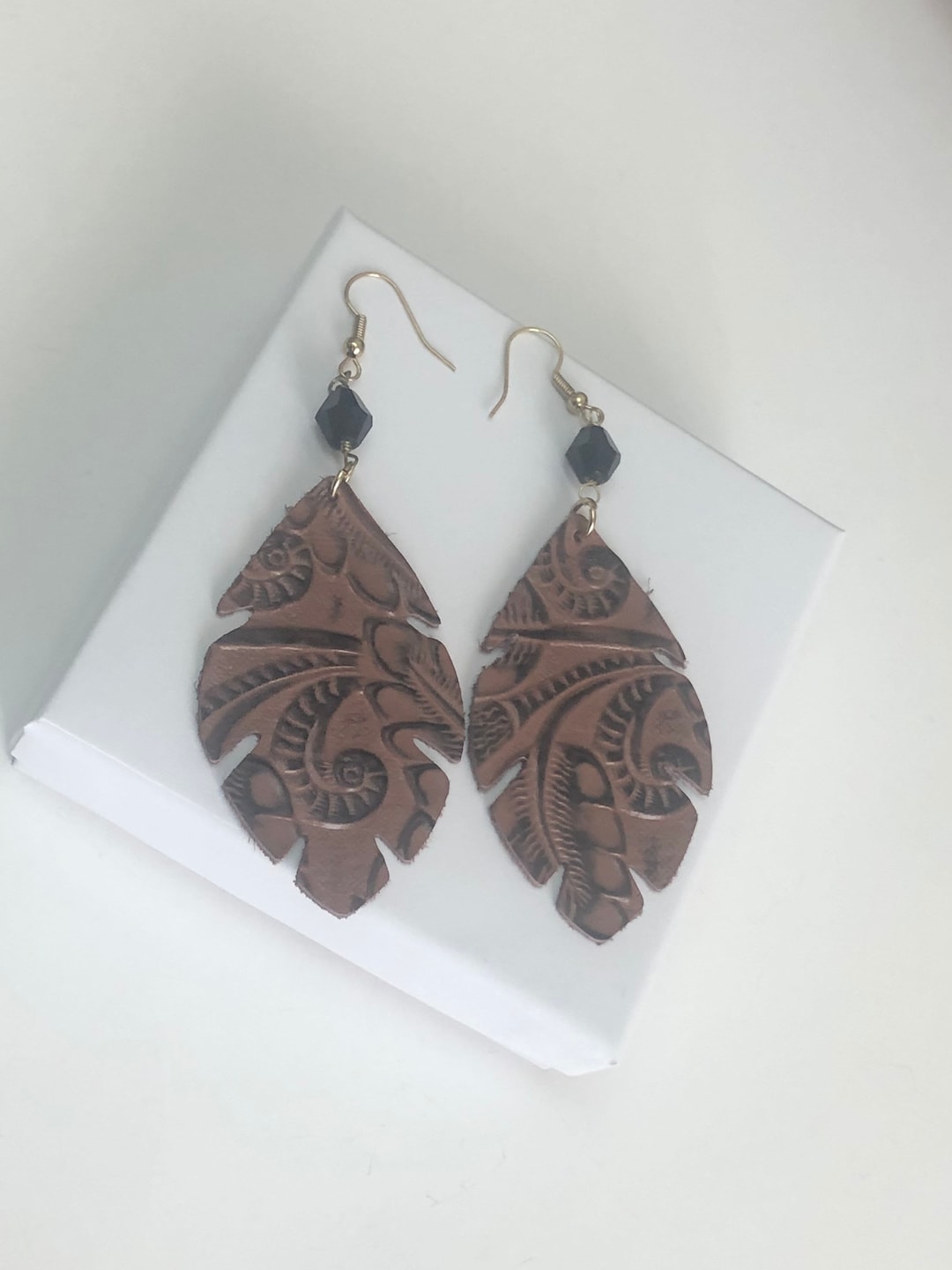 Brown Leather Earrings, Genuine Leather Jewelry, Women Earrings, Leather Boho Teardrop Earrings