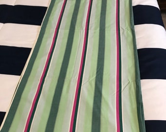 6-1/2 Yards Vintage Light Weight Cotton Blend Fabric - Green, Pink and White Stripes