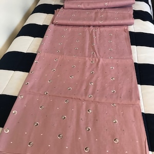 5 Yards of Vintage Medium Weight Cotton Blend Fabric with Machine Embroidered Silver/Grey Designs