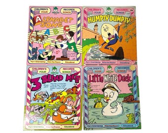 Lot Of 4 Vintage Peter Pan 45 RPM Extended Play Children's Four Vinyl Records collectible