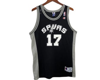 Rare VTG Champion NBA San Antonio Spurs Autographed Mario Elie Basketball Jersey collectible sports memorabilia