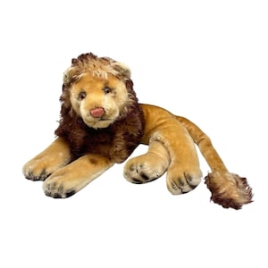 Vintage Steiff Leo Lion Lying Down Mohair Plush Germany Made Glass Eyes NO Tag collectible toy stuffed animal vintage toy