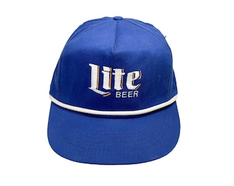 Vintage Miller Lite "Lite Beer" Adjustable Trucker Hat with Rope- Blue- vintage clothing- vintage fashion- advertising