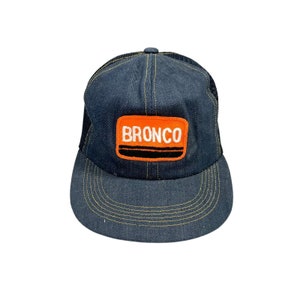 Vintage Ford Bronco Denim Patch Trucker Hat- Snapback- Transportation- Trucks- vintage clothing- vintage fashion- collectible