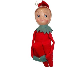Vintage Noël lutin lutin genouillères-vacances 6 1/2"-défaut-objet de collection