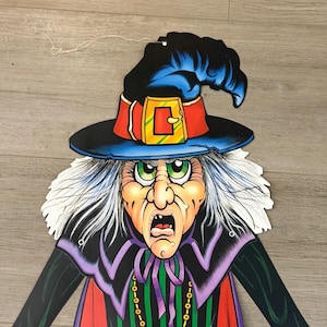 Vtg 1988 Beistle 40” Halloween Witch Die Cut Jointed Hinged Ephemera Seasonal