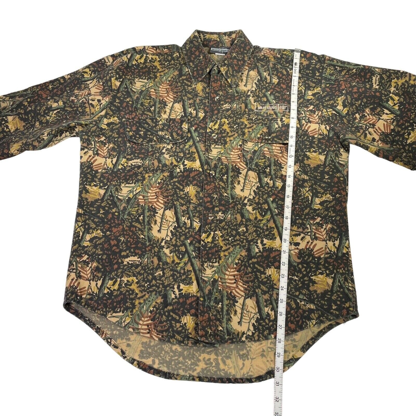 VTG Grand Slam Gear Bushlan Camo Hunting Shirt Long Sleeve Button 