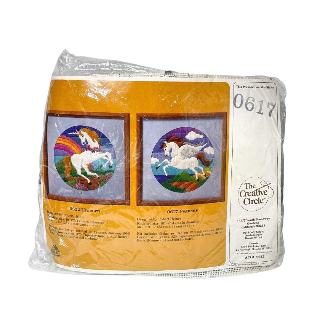 Kit De Broderie Vintage Creative Circle Pegasus 0617 - Laine Persane, Années 80