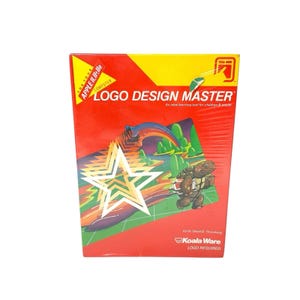 May include: A red and yellow box for "LOGO DESIGN MASTER" software. The box features a star graphic, a turtle illustration, and the text "An ideal learning tool for children & adults." The box is labeled "FOR YOUR APPLE II, II lle COMPUTER."