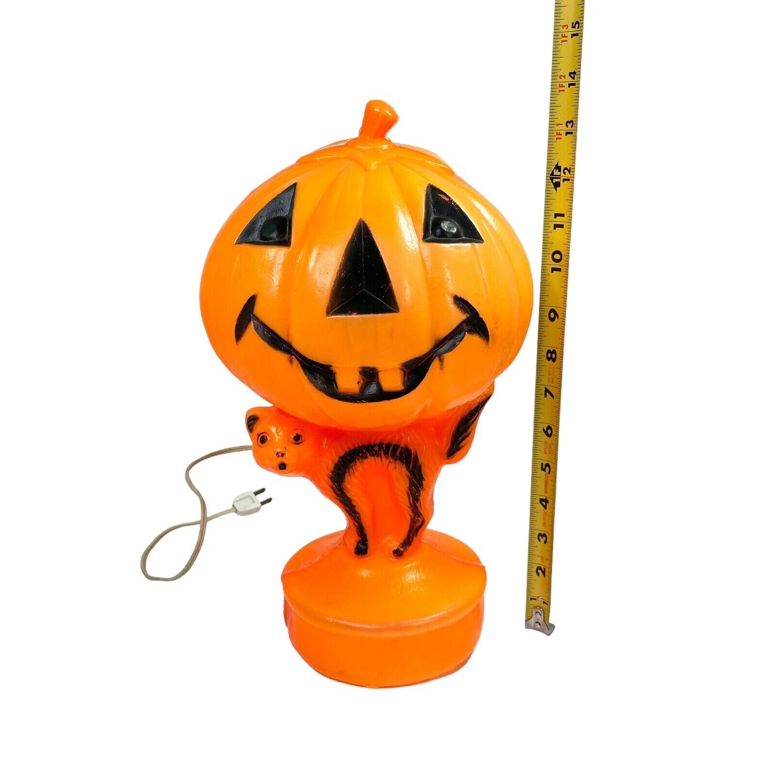 Vintage Halloween Blow Mold Cat Holding Pumpkin Spooky Etsy