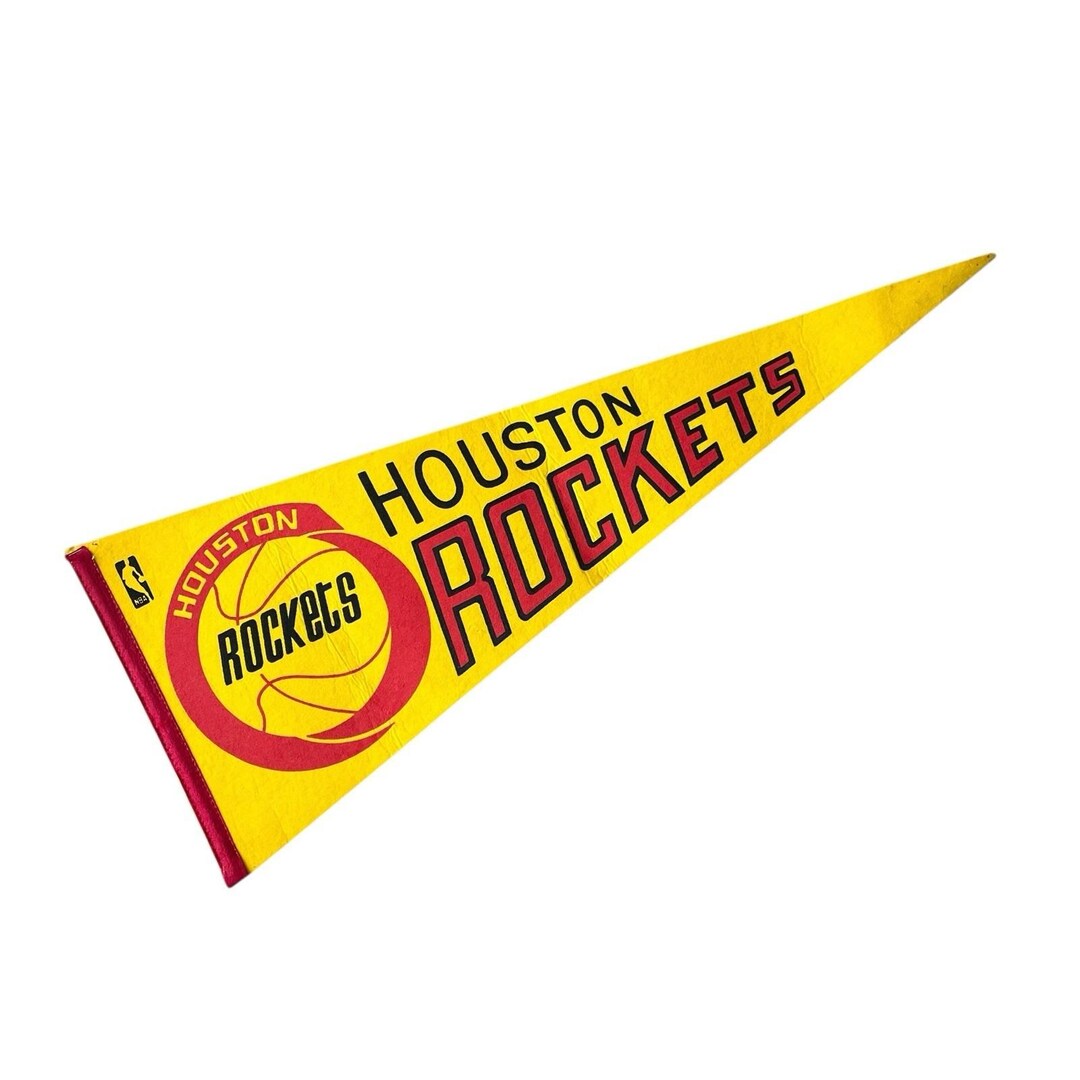 Red/yellow R Rockets Banner Vintage Houston Rockets Original Full Size Yellow NBA Basketball Felt ...