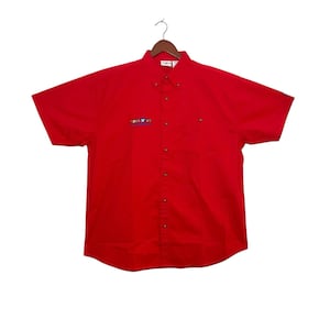 Vintage Toys R Us Red Uniform Shirt Button Down Short Sleeve Embroidered Size XL collectible toy store