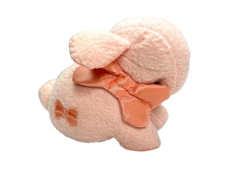 Vintage 1987 Cozy Bows Lamb Bunny Plush Baby Toy Rattle Satin Bow stuffed animal vintage toy collectible