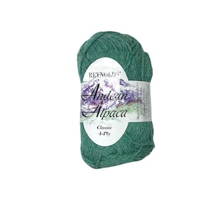 Reynolds Andean 100% Pure Alpaca Yarn 4ply 50g- Color #353 Green- vintage crafts- craft supplies