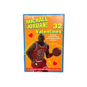 Biglietti di San Valentino vintage anni '90 di Michael Jordan Cleo- New Old Stock- biglietti di San Valentino vintage- NBA basket Chicago Bulls