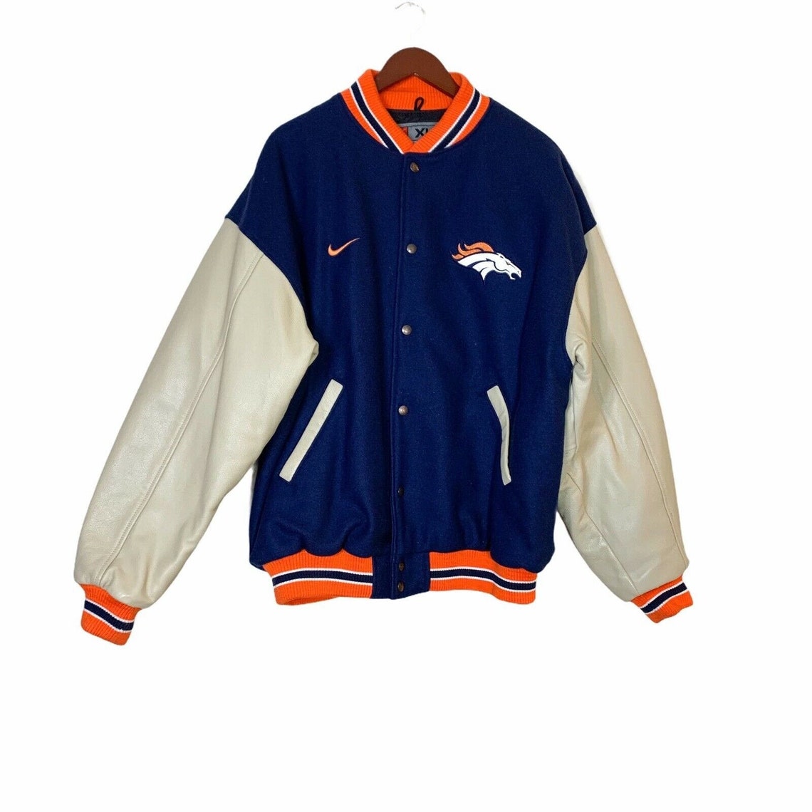 Rare Nike Denver Broncos Lined Varsity Letterman Jacket Etsy