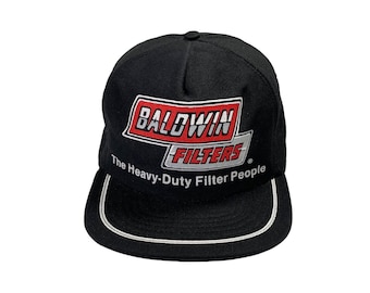 Vintage Baldwin Filters Snap Back Trucker Hat Stylemaster USA- Foam Is Breaking- vintage clothing- vintage fashion- cap- mesh