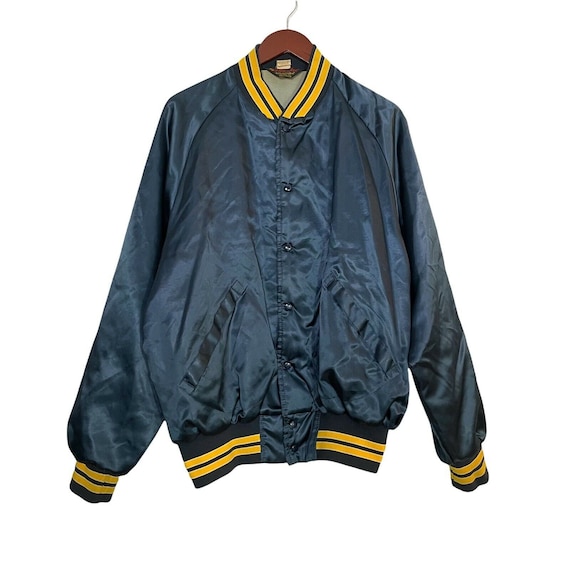 Vintage PLA-JAC by Dunbrooke Snap Button Navy Varsity Bomber - Etsy