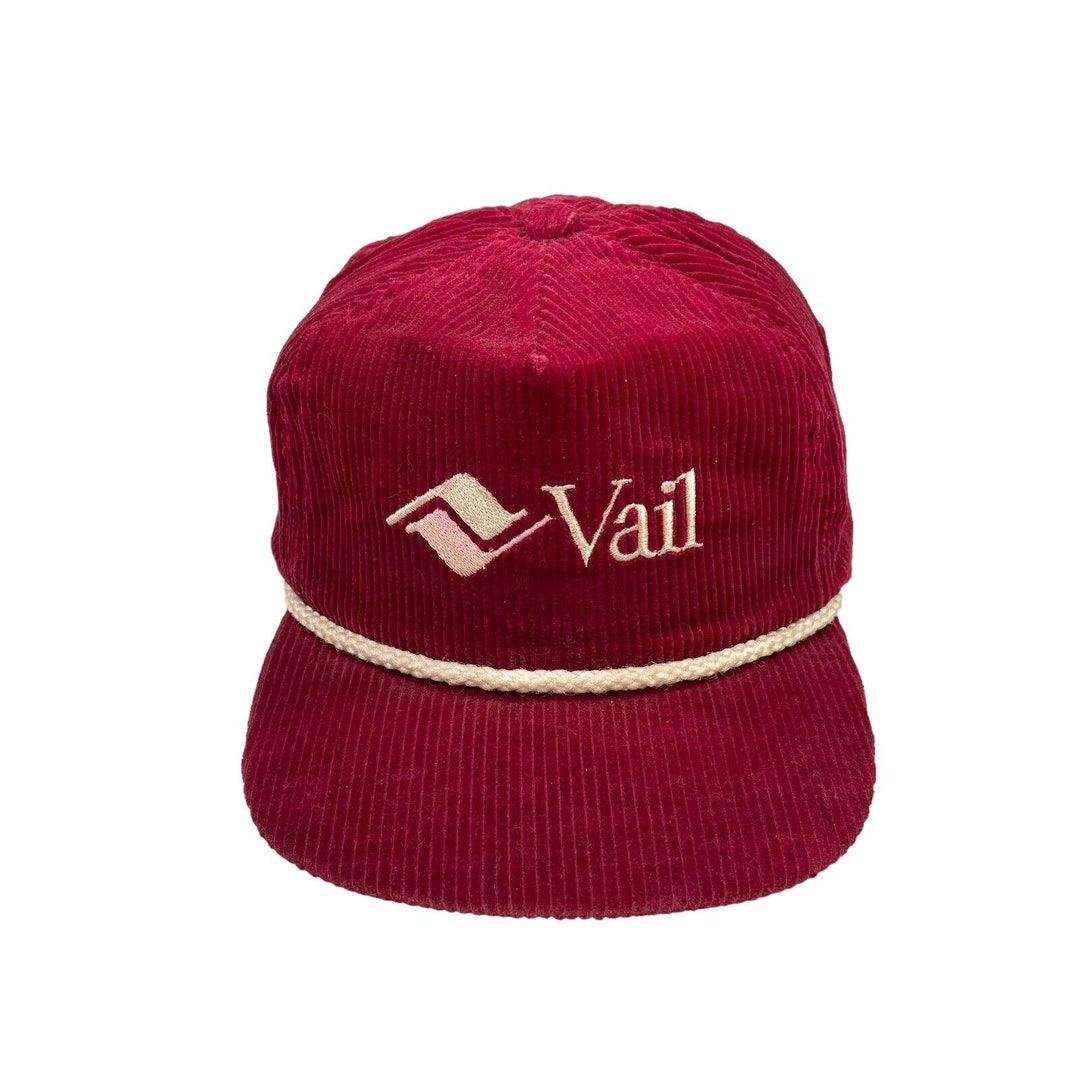 VTG Vail Strap Back Maroon Corduroy Hat Colorado Ski Skiing Etsy