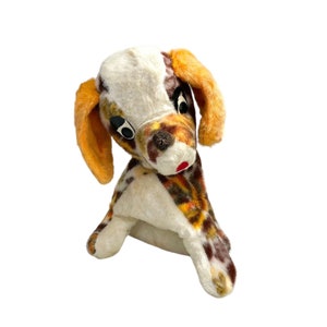 Vintage Yellow Flowers Puppy Dog Plush Stuffed Animal- Antique- 14”- vintage toys- animal plush- collectible