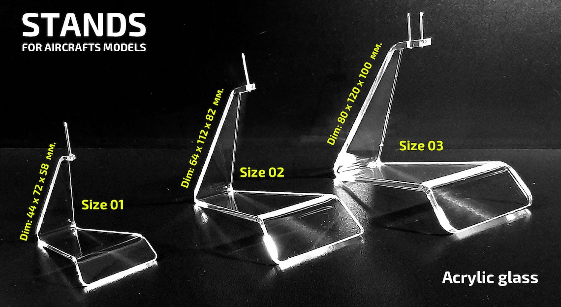 Aircraft display stand. Acrylic. Crystal clear. Etsy