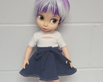 16 inch doll skater style dress fits dolls such as disney animators. #disneyanimators #16inchdoll #dollclothes