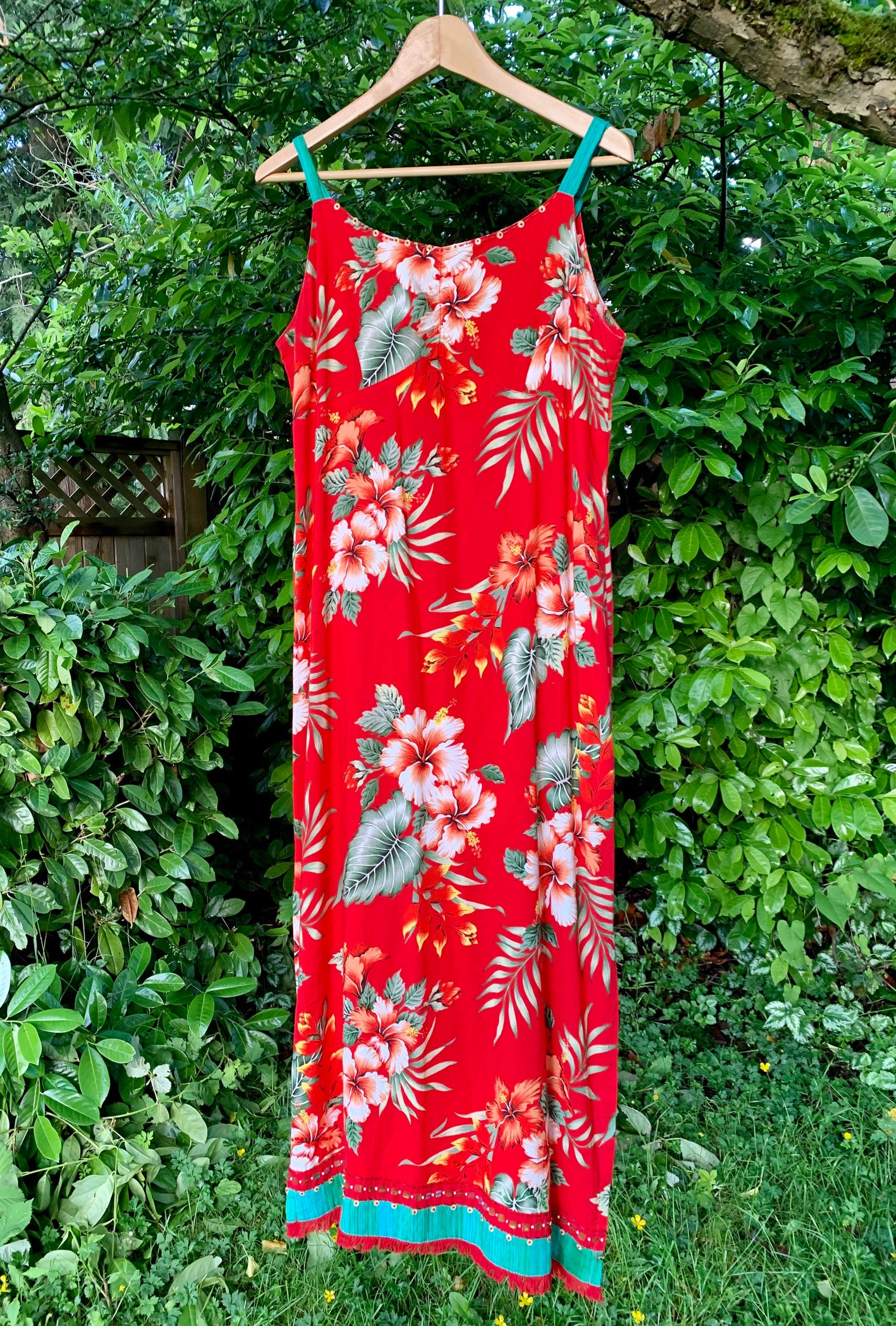 Red Hibiscus Dress Etsy