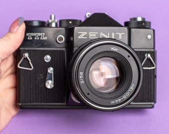 Vintage camera Zenit-TTL Rangefinder film retro camera Lens Helios 44M Gift for photographer him Home decor photo prop Soviet camera