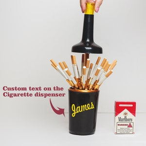 Porta dispenser per sigarette, scatola portabottiglie, contenitore vintage, nome personalizzato, regalo di compleanno per fumatore, custodia per fidanzato, organizer pop-up per sigarette