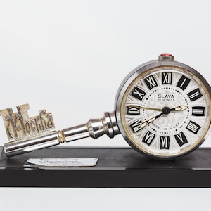 Red table clock Alarm clock Mechanical desk wind up clock Vintage Home decor Valentines gift for him man boyfriend retro small clock