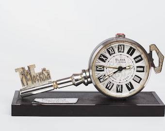 Red table clock Alarm clock Mechanical desk wind up clock Vintage Home decor Valentines gift for him man boyfriend retro small clock