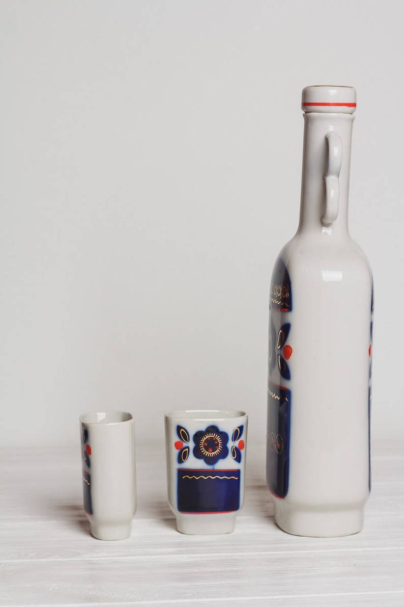Vintage Decanter set Soviet barware Porcelain Vodka gifts Etsy