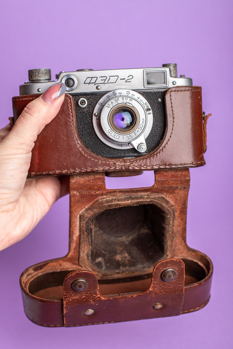 Fed 2 Kamera Messsucherkamera Objektiv Industar f3.5 50mm Objektiv M39 Geschenk für ihn Vintage Kamera Geschenk für Fotograf Bild 3