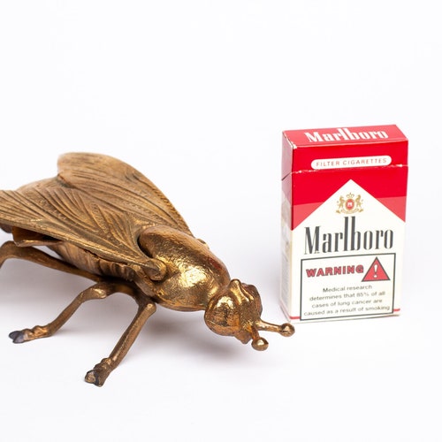 Vintage Brass Fly Ashtray: Tobacciana Decor, Trinket Box