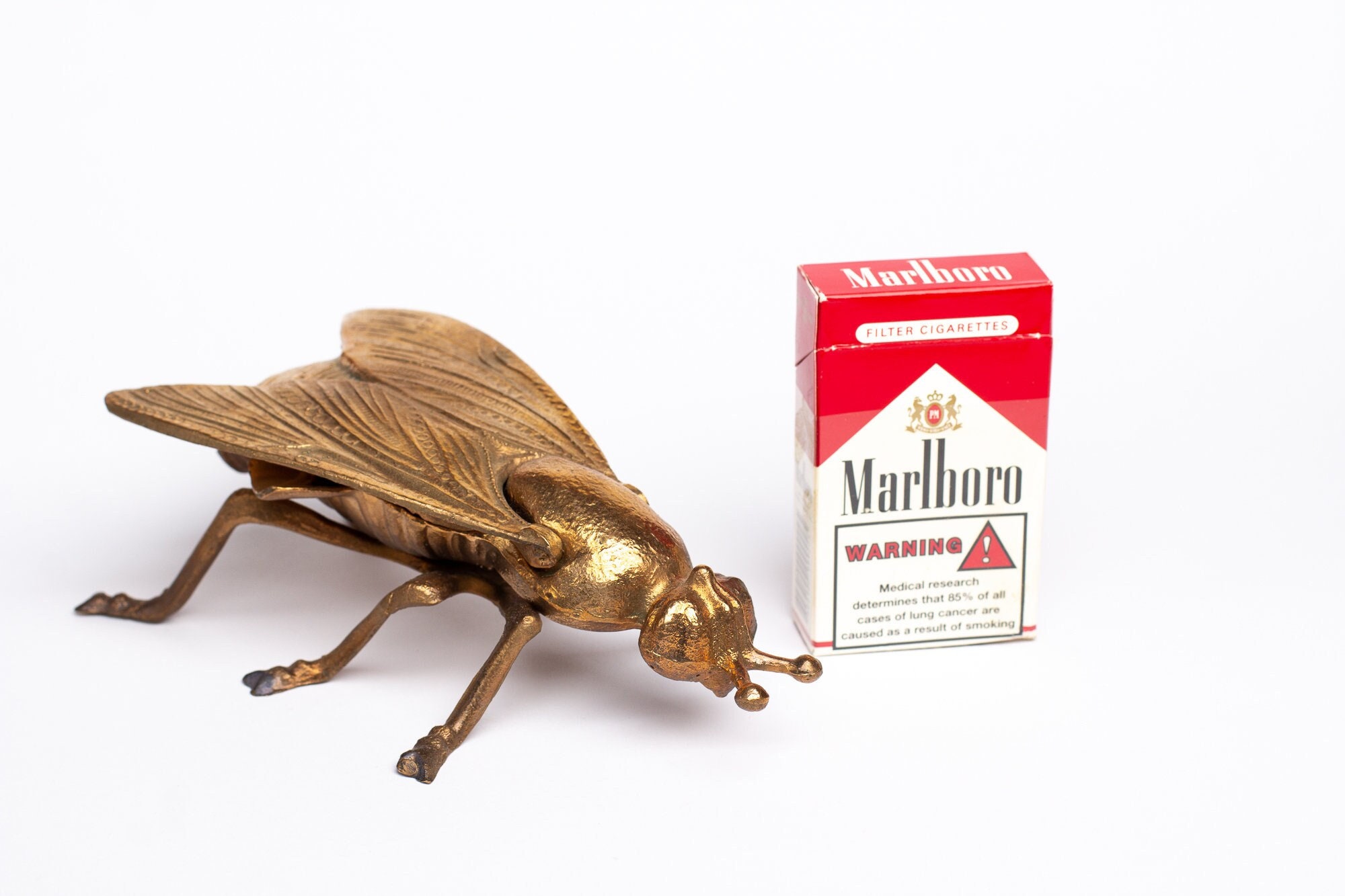 cigarette fly Vintage Brass Fly Ashtray: Tobacciana Decor, Trinket Box