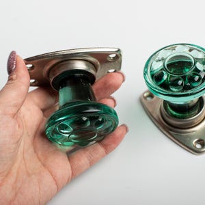 Set van 2 glazen deurknoppen Vintage helder kristalheldere deurklink Rustiek boerderijdecor Vintage deurknoppen met platen