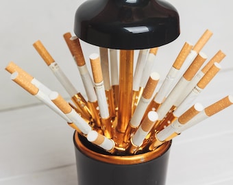 cigarette bottle holder Vintage Popup Dispenser, of Cigarette Case, Cigarette Can, Cigarette Russia The product is sealed and Sold at Auction: Vintage Cigarette