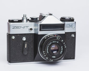 Vintage camera «Zenit-ЕM» Rangefinder film retro camera Lens «Industar-50» Gift for photographer him Home decor photo prop Soviet camera